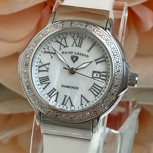 Swiss Legend South Beach Diamond Accented Bezel Stainless Steel Watch MOP Dial - Picture 2 of 15